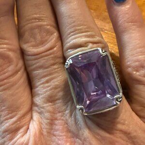 Silpada Retired Vintage  Purple CZ Ring Size 8